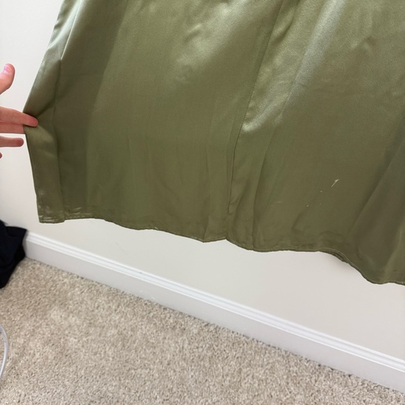 Reformation Barrow Silk Dress Artichoke Sage Green - Picture 13 of 16